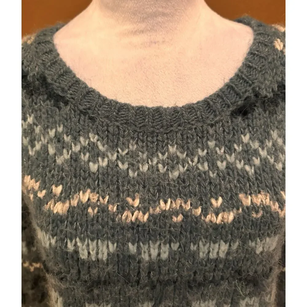 Free People Through The Storm Long Sleeve Sea Blue Sweater Size L